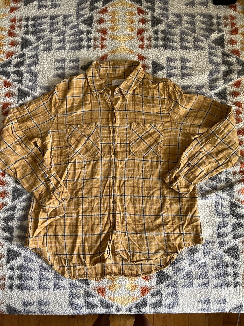 Women's Yellow Plaid Button-Up Shirt Jacket